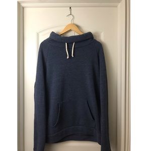 Cozy blue, turtleneck sweatshirt.
